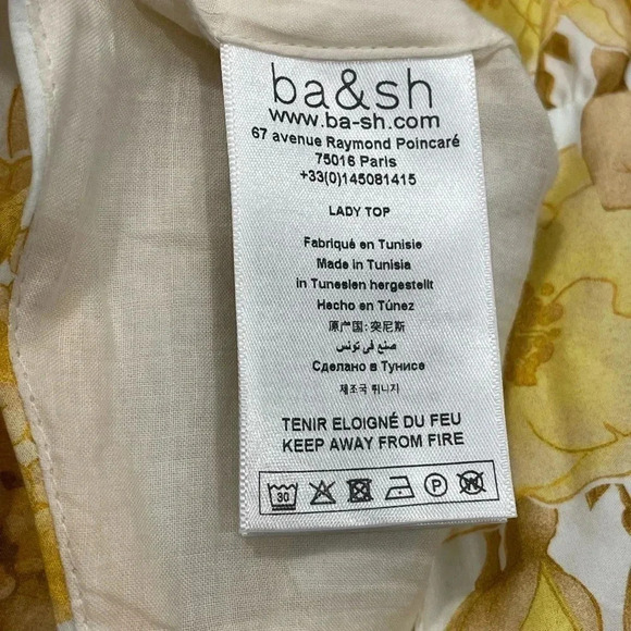 💥HOST PICK💥 ba&sh Naimee Yellow Floral  Strapless Stretch Tube Top Size 8 - Picture 11 of 14